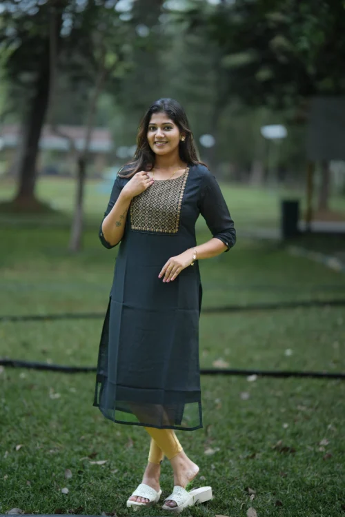 Vaidurya Premium Black Art Silk Kurti – VSI 1076