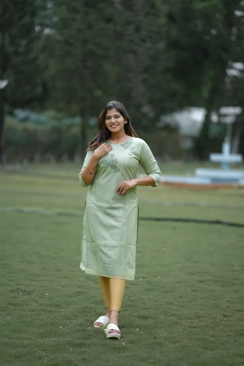 VAIDURYA Pistah Embroidered Twill Net Kurti