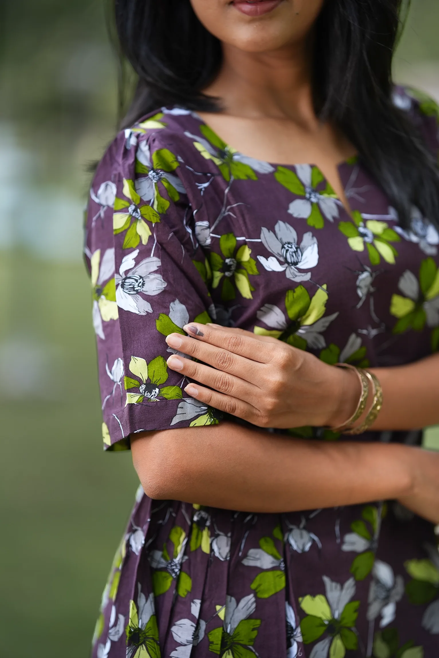VAIDURYA Purple Floral Print Frock Kurta - Image 2
