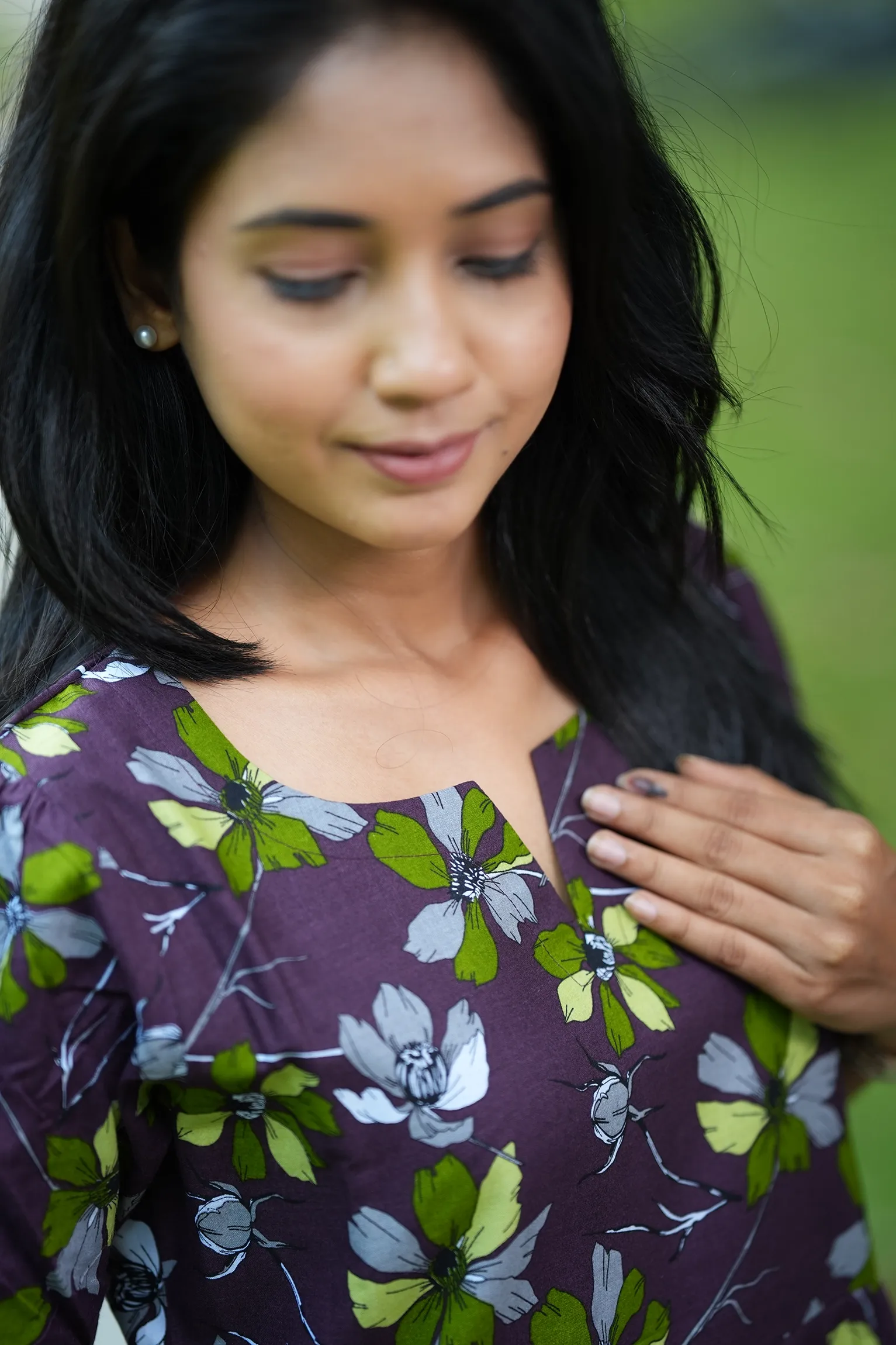 VAIDURYA Purple Floral Print Frock Kurta - Image 4