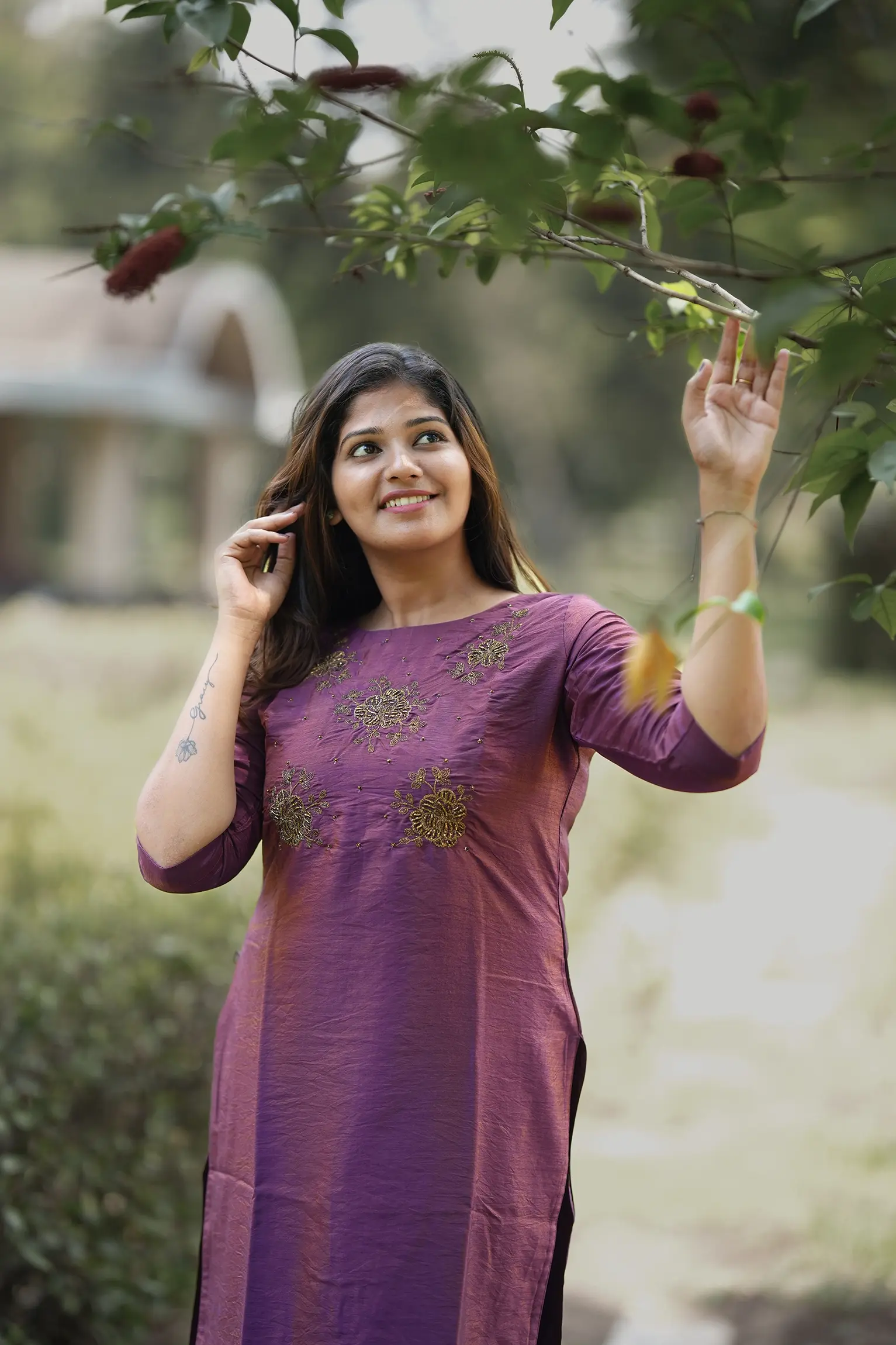 VAIDURYA Royal Purple Embroidered Kurta - Image 2