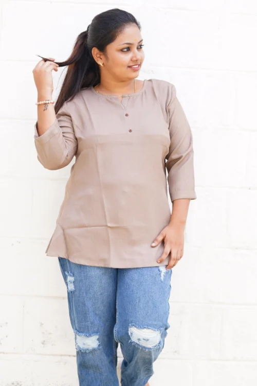 Vaiduryaa Beige Textured Everyday Top