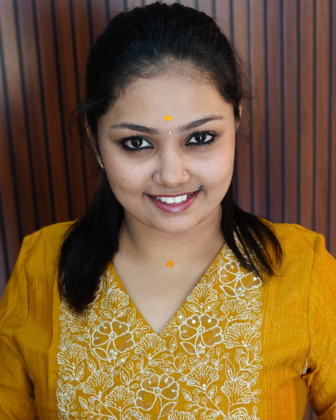 Vaiduryaa Mustard Floral Embroidery Semi Silk Kurti - Image 4