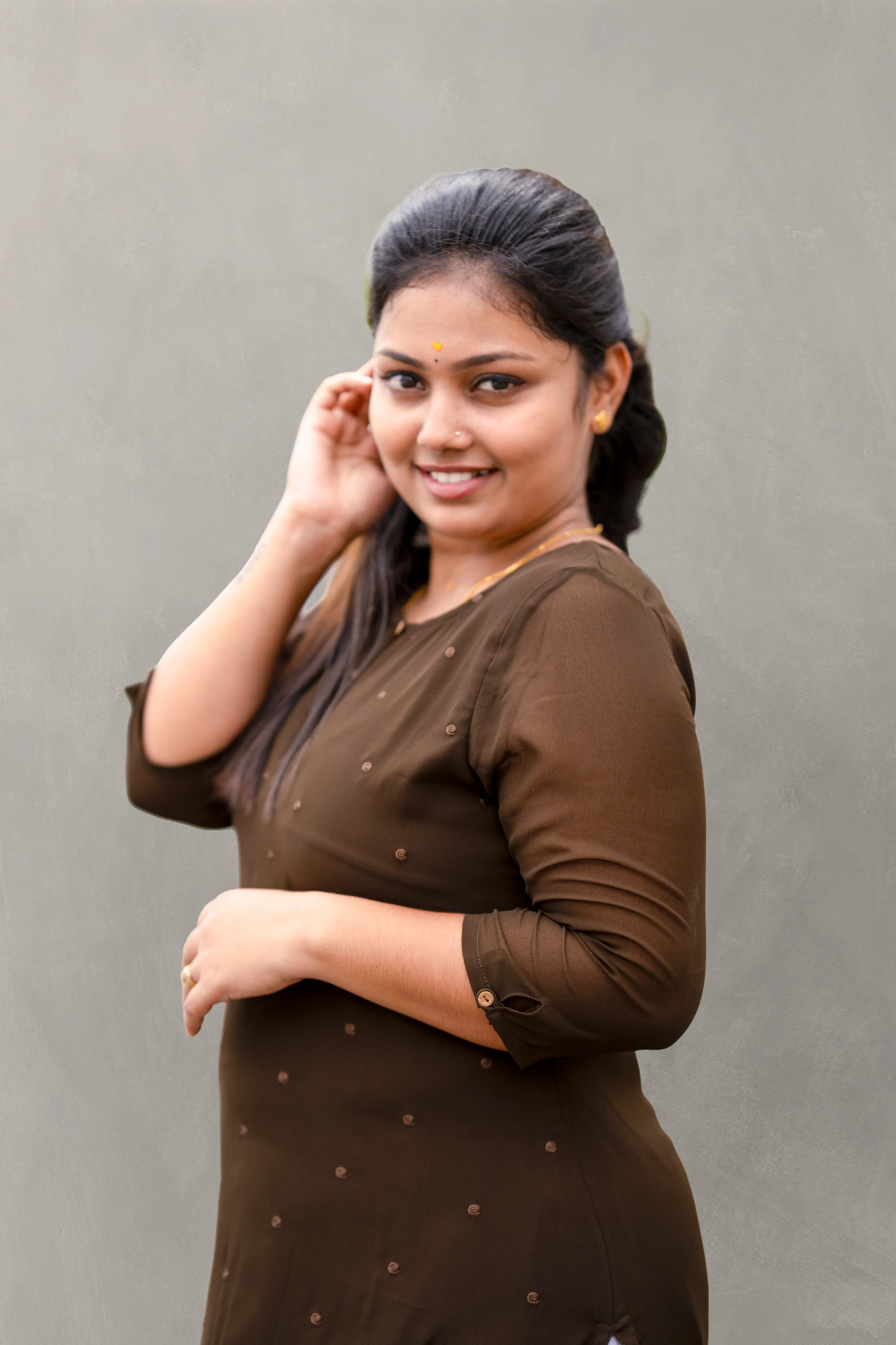 Vaiduryaa Women's Brown Embroidered Art Silk Straight Slit Kurti with Lining – VSI-2010 - Image 3
