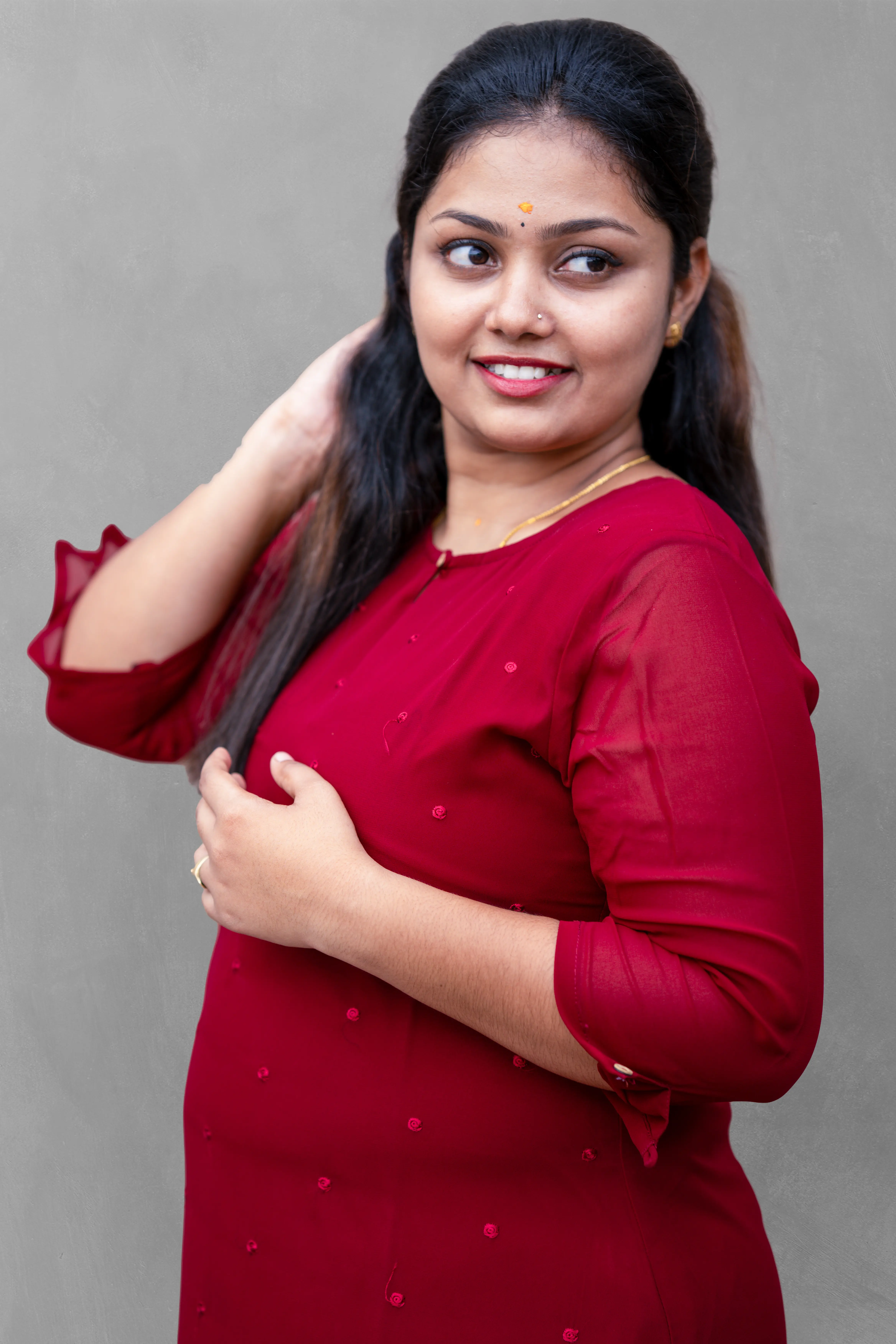 Vaiduryaa Women's Maroon Embroidered Art Silk Straight Slit Kurti with Lining – VSI-2010 - Image 2