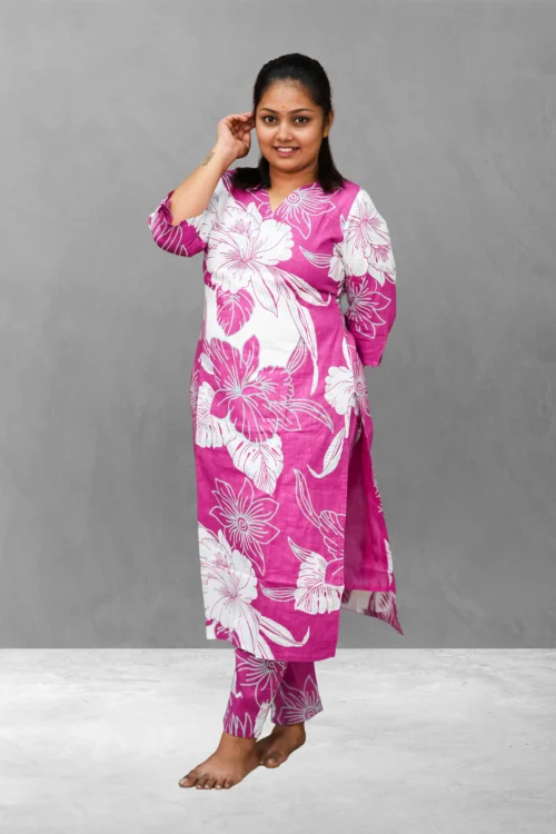 Vaiduryaa Women’s Pink Floral Print Cotton Co-Ord Set with Lining – VSI-2008